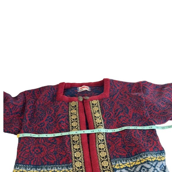 VTG Norwegian Norwear Pure Wool Nordic Folk Cardigan Sweater Small - Picture 7 of 9
